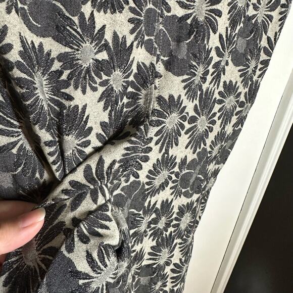 Free People Women's Gray Floral High Rise Skinny Pants Size 6 Daisies Spring - Picture 7 of 7